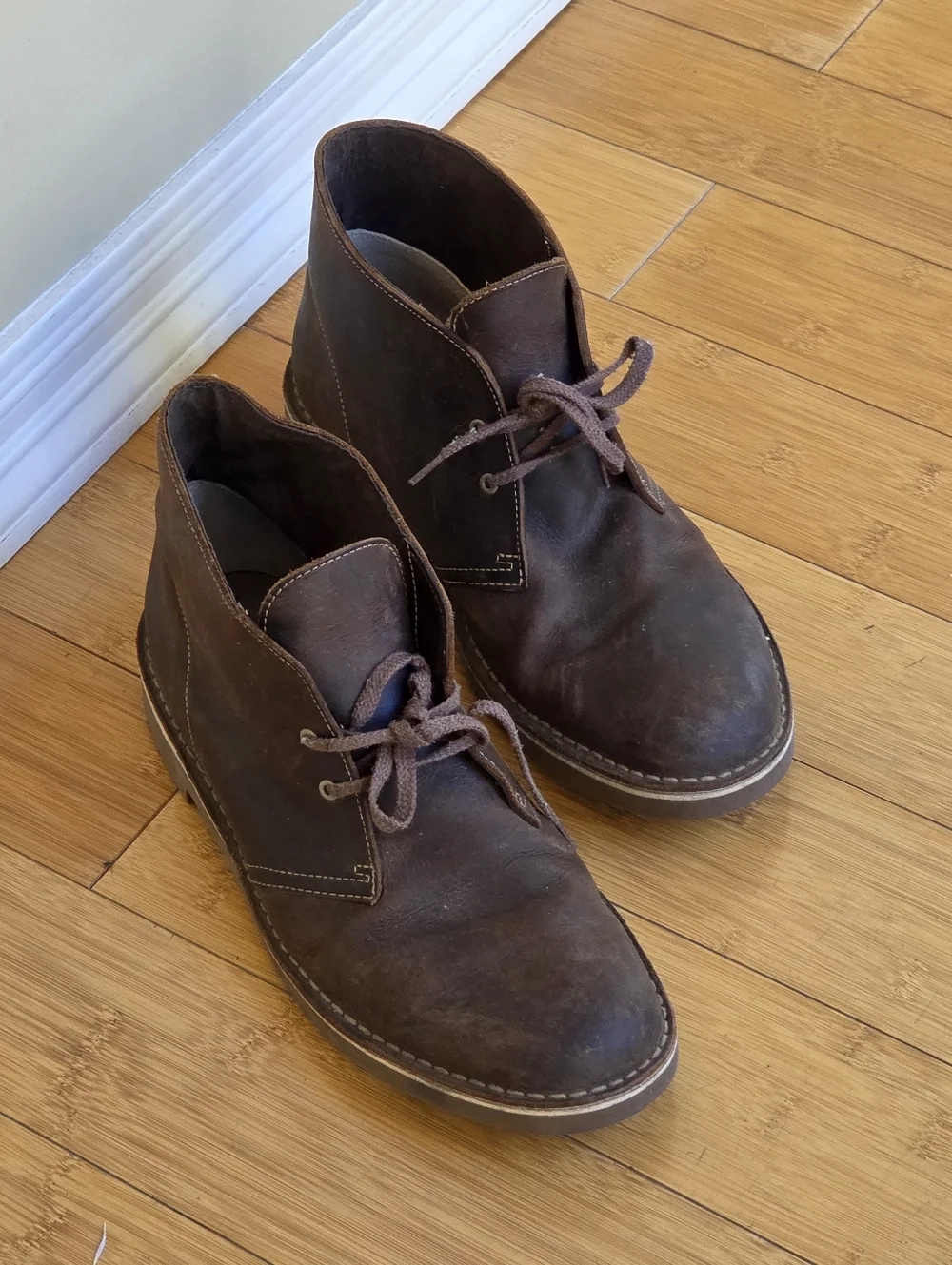 Clarks Bushacre 2 Beeswax Brown Leather Boots 10.5 Chukka Boot